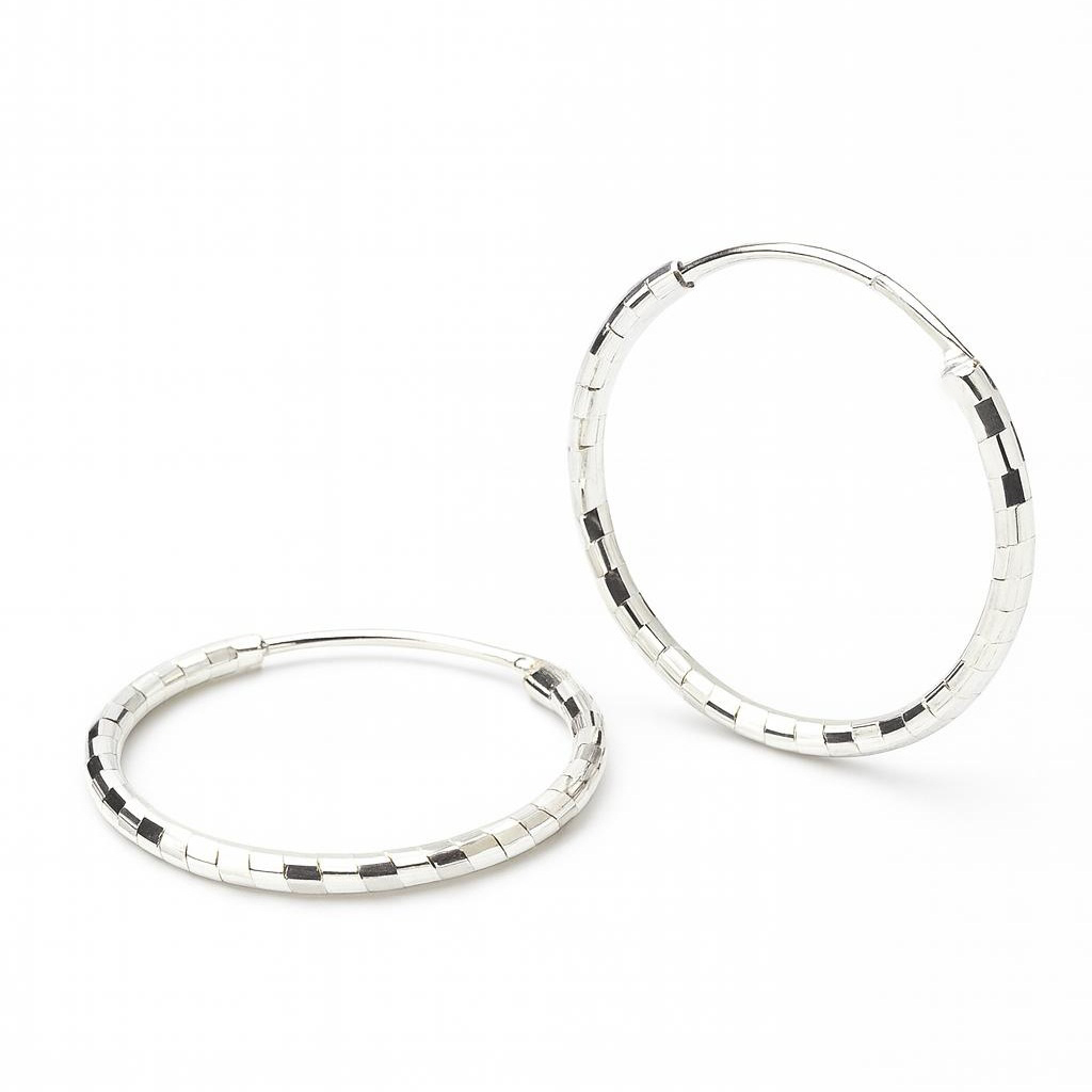 BECHTGOLD ,,Silver Mosaic" kleine Damen Creolen aus 925er Silber